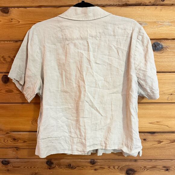 Quince Linen Shirt Button Down Short Sleeve Sustainable Top Large - Picture 3 of 5